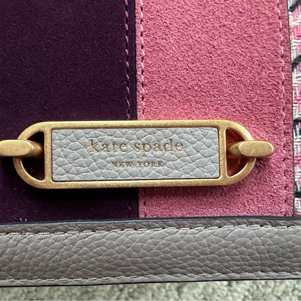 Kate Spade New York Gramercy Racing Stripe Plaid Twill Satchel - Mushroom/pink - Picture 2 of 10